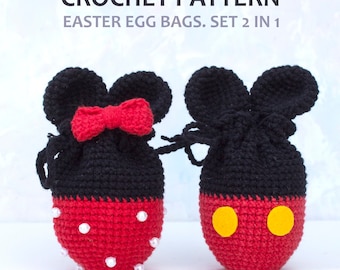 CROCHET PATTERN Easter egg bags. Mouse. Set 2 in 1. Mouse amigurumi pattern.Crochet Bag Pattern.Crochet easter decor.Easter crochet patterns