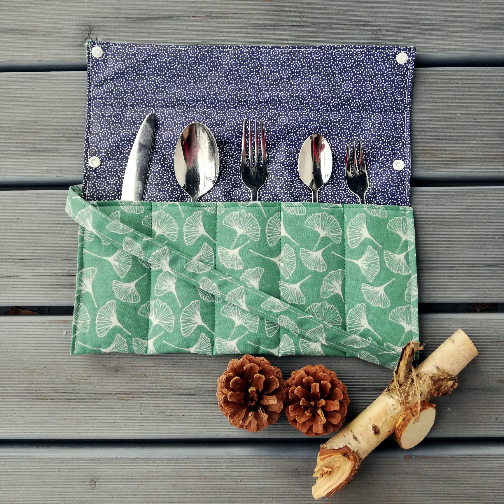 Sustainable cutlery bag cutlery roll for travel camping Etsy
