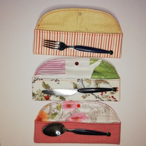 Sustainable cutlery bag The Little One / cutlery case / cutlery folder for on the go, work, school Streifen-rot-orange