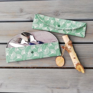 Sustainable cutlery bag The Little One / cutlery case / cutlery folder for on the go, work, school ginkgo-mint