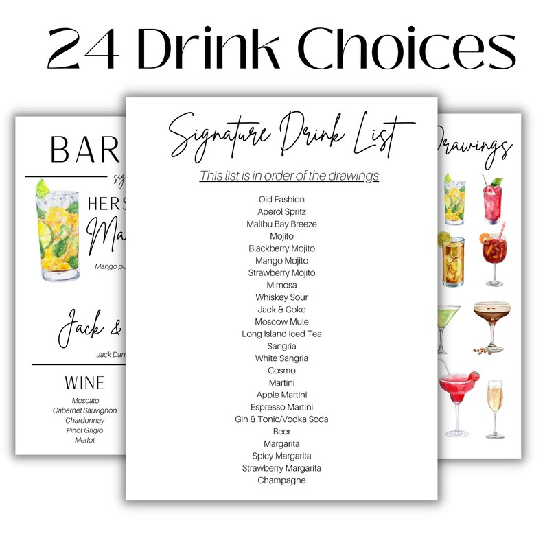 Signature Drinks Signage Printable &amp; Customizable - Etsy