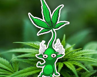 Grappige op Pikmin geïnspireerde sticker | Sticker gamer stoner | Cannabissticker Nintendo-videogame
