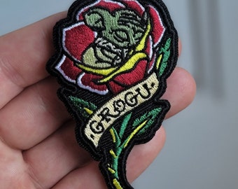 Baby Yoda Patch | Grogu Embroidered Patches | Star Wars Merch | American Traditional Tattoo Flash