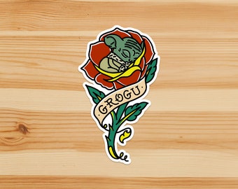 Baby Yoda Sticker | Star Wars Merch | Grogu | American Traditional Tattoo
