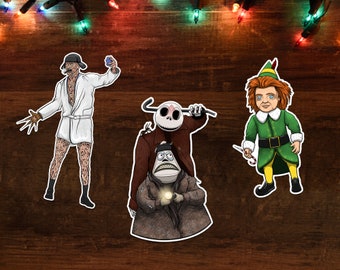 Christmas Horror Movie Mashup Vinyl Stickers | Freddy, Chucky, Jack