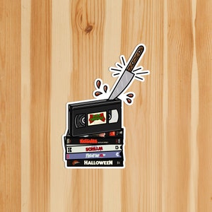 Horror Movie VHS Tapes | Slasher Films | Gory Movies | Spooky Month Stickers