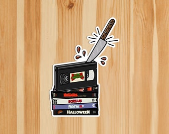 Horror Movie VHS Tapes | Slasher Films | Gory Movies | Spooky Month Stickers