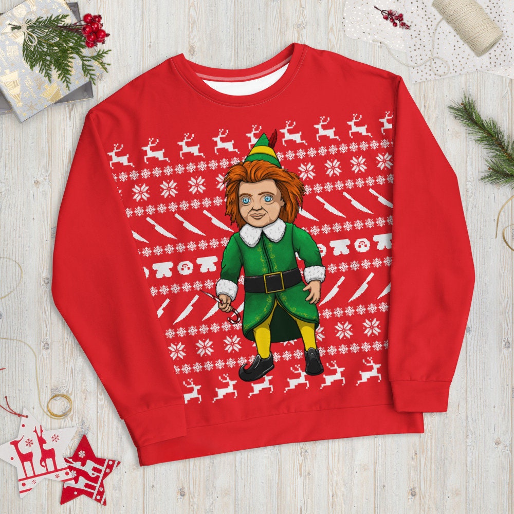 Elf on the store shelf ugly christmas sweater