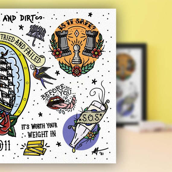 The Story so Far Traditional Tattoo Flash Art Print Under - Etsy
