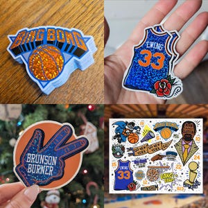 Paquete de pegatinas de baloncesto de Nueva York / Colección de pegatinas "Orange & Blue Skies" / Calcomanías deportivas retro / Paquete de pegatinas de vinilo