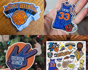 New York Basketball Fan Art Bundle | Orange & Blue Skies Sticker Collection | Retro Sports Decals | Vinyl Sticker Pack