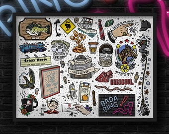 Italian Mafia Traditional Tattoo Flash Art Print | Gabagool