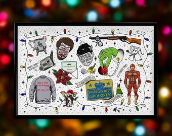 Christmas Movie Tattoo Flash Art Print | Home Alone, Grinch, Turbo Man, Elf