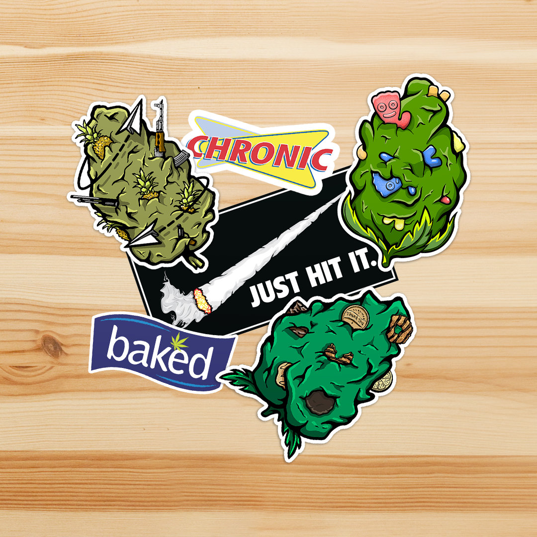 6 Pack Weed Strain & Parody Logos Weed Sticker Marijuana Etsy