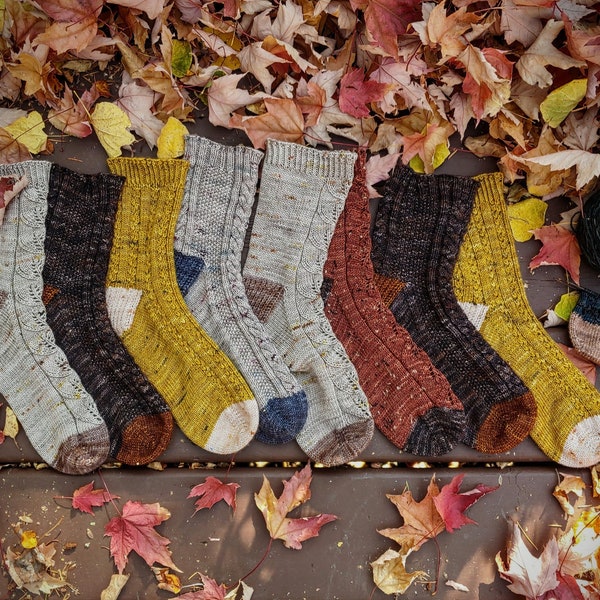 Sweater Weather Sock Collection, Cuff Down Construction, sock knitting pattern