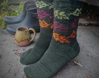 Autumn Socks Cuff Down, Sock Knitting Pattern