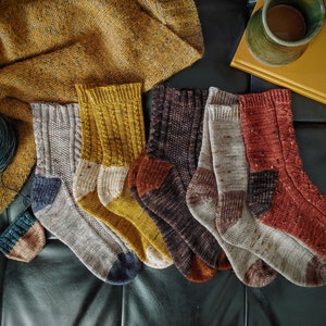 Sweater Weather Sock Collection - Toe Up Construction, Sock knitting pattern