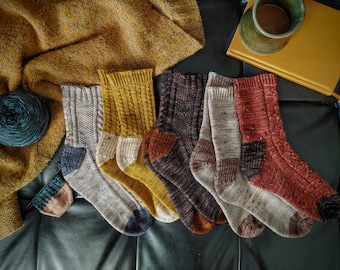 Sweater Weather Sock Collection - Toe Up Construction, Sock knitting pattern