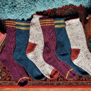 Weekend Socks Collection, Cuff Down Construction, Sock Knitting Pattern