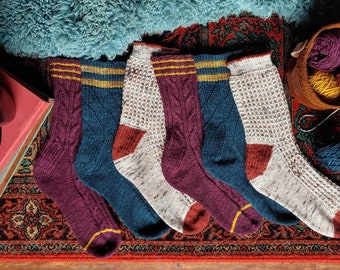 Weekend Socks Collection, Cuff Down Construction, Sock Knitting Pattern