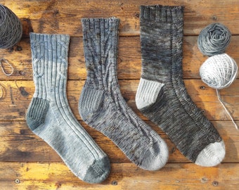 Collection de chaussettes Storm Season, construction jusqu'aux orteils, modèle de tricot de chaussettes