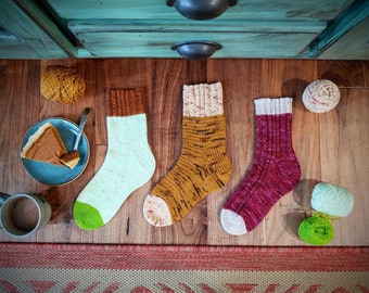 Pie Socks Toe Up Construction, Sock Knitting Pattern