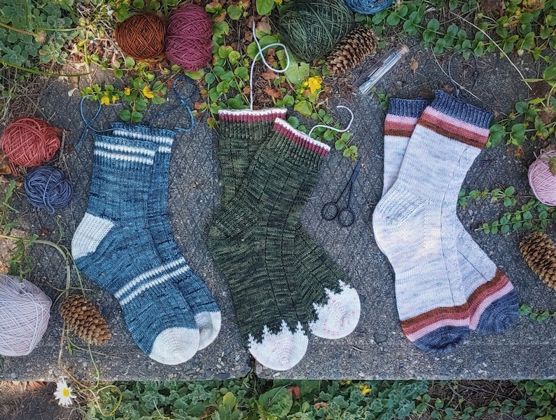 Great Outdoors Lite Sock Collection, Cuff Down construction, knitting pattern image 1