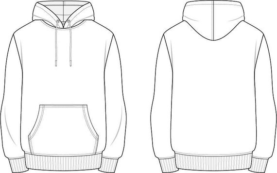 Pullover hoodie flat sketch | Etsy