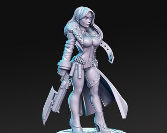 Trish, Sci Fi Gunslinger - RN Estudio Printed Miniature | Dungeons & Dragons | Pathfinder | Tabletop