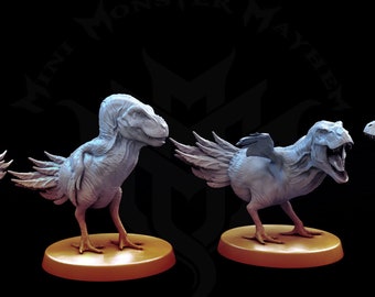 Chicken T Rex - Apex Rex Bundle - 4 25mm tall Mini Monster Mayhem Printed Miniatures | Dungeons & Dragons | Pathfinder | Tabletop