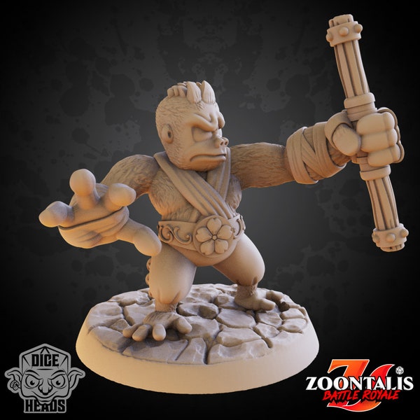 Gorilla Monk - Dice Heads Printed Miniatures | Dungeons & Dragons | Pathfinder | Tabletop