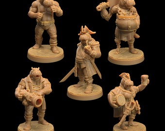 Giff Ship Crew Bundle - 5 The Dragon Trapper es Lodge Gedruckte Miniaturen | Dungeons & Dragons | Pathfinder | Tischplatte