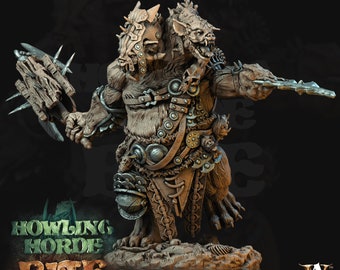 Gnoll Ettin - Archvillain Games Printed Miniatures | Dungeons & Dragons | Pathfinder | Tabletop