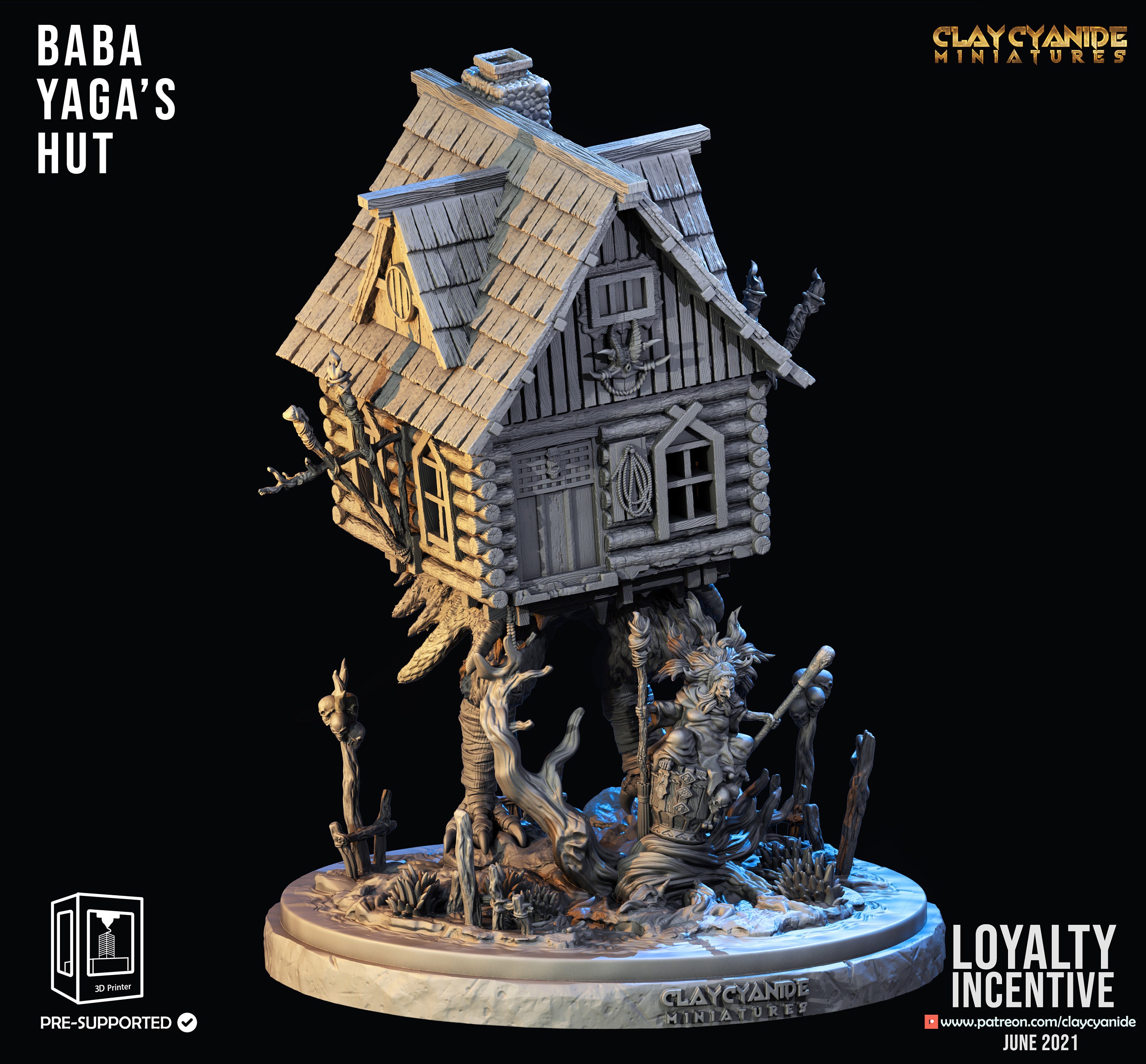 Baba Yaga's Hut - Clay Cyanide Printed Model | Dungeons