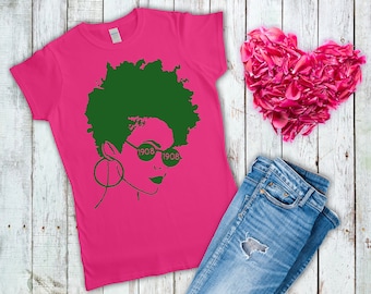 Alpha Kappa Alpha Sorority T-Shirt: Pink & Green Ivy League AKA Gift