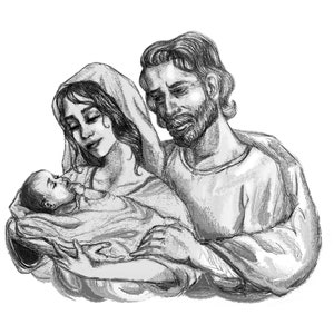 Heilige Familie / Katholische Kunstdruck, 5x7