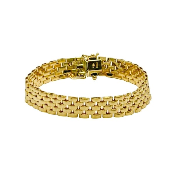 Panther Link Chain Bracelet in 18K Yellow Gold - Panther Bracelet - 7.5 Inches Length - 11mm Width - Real Gold Bracelet - Handmade in Italy