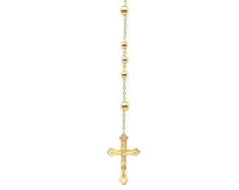 Collier Chaîne Chapelet En Or 18k Jaune Avec Croix Et Vierge - 42 Cm, 2.30 G, Neuf Avec étiquettes