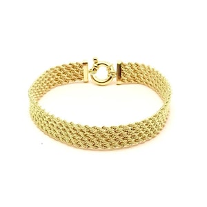 18K Yellow Gold Women&#39;s Bracelet - Real Gold Bracelet for Women - Rope Link Bracelet - Italian Gold Bracelet - Great Gift for Her