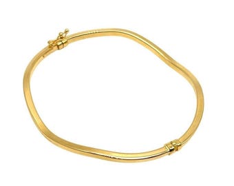 18K Gold Twisted Bangle - Real Gold Bangle - Yellow Gold Bracelet - Italian Yellow Gold Bangle - Polished Bangle - Italian Design - Handmade