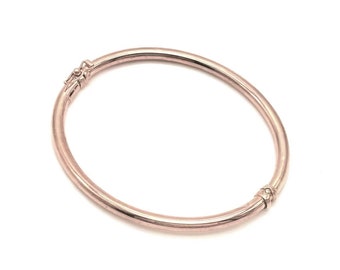 18K Rose Gold Bangle Bracelet - 3,5 Thick - Real 18K Rose Gold Bracelet - Italian Gold Bangle - Polished Gold Bangle - Women