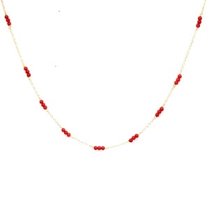 Ketting voor baby in 18K geel goud met koralen • 18k massief gouden ketting • Ketting voor pasgeborenen • Massief goud met koralen • Gemaakt in Italië
