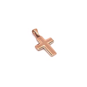 18K Solid Gold Cross • Religious Pendant for Necklace and Chain • Rose Gold Cross • Cross for Men & for Women • Italian Gold Cross