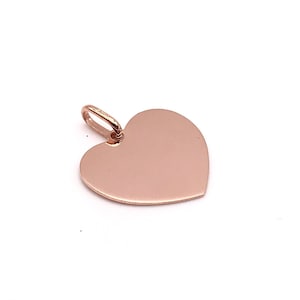 Pendentif coeur en or rose 18KT - Pendentif coeur poli - Pendentif fait main - Gravure gratuite - Fabriqué en Italie
