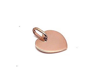 Herzanhänger aus 18-karätigem Roségold – Polierter Herzanhänger – Handgefertigter Anhänger – Kostenlose Gravur – Hergestellt in Italien