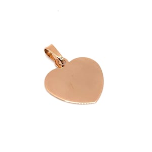 Pendentif coeur en or rose 18KT - Pendentif coeur poli - Pendentif fait main - Gravure gratuite - Fabriqué en Italie