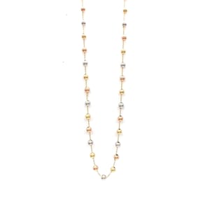 Collier pour femme en or tricolore 18 carats avec sphères • Collier pour femme avec sphères en or • Or massif • Collier en or pour femme • Fabriqué en Italie