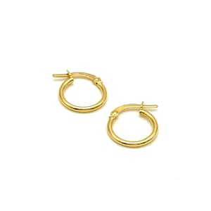 18K Yellow Gold Hoop Earrings • Gold Hoops • Polished Gold • Minimalist Earrings • Classic Thin Hoops • Gift for Her • Made in Italy