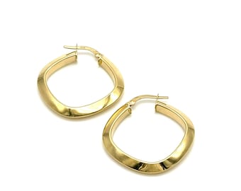 Brincos de argola femininos em ouro amarelo 18 quilates • Argolas em ouro amarelo 750 • Argolas em ouro com design italiano • Argolas em ouro 750 feitas à mão