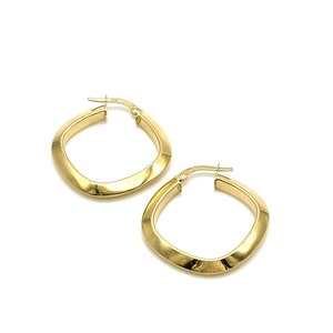 18K Yellow Gold Hoops Earrings - Real Gold - Women&#39;s Gold Earrings - Dainty Gold Hoop Earrings - 18K Yellow Gold Hoops - Made in Italy